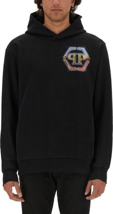 Philipp Plein Black Logo Hood Sweatshirts