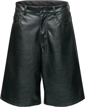 Maison Margiela Lange Faux Leather Shorts - Dames - Korte Broeken - Zwart - 2XS - Polyester - Korte Broeken