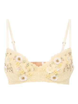 Elisabetta Franchi tweed bra - women - Satin/Polyester - 42 - Yellow