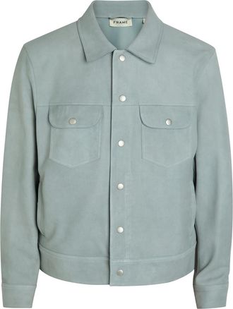 Frame Denim Suede Trucker Jacket - Light Blue - L