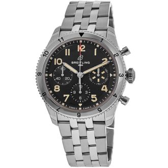Breitling Classic Avi Chronograph 42 P-51 Mustang Black Dial Steel Bracelet Mens Watch A233803A1B1A1