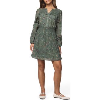 Splendid Versailles Floral Print Smocked Long Sleeve Dress in Vine Floral Print at Nordstrom Rack, Size X-Large
