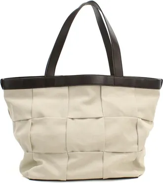 Bottega Veneta Ivory Canvas Tote Bag (Pre-Owned)