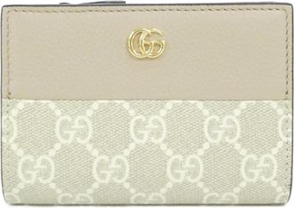 Gucci Beige White Gg Supreme Leather Wallet (Bi-Fold) (Pre-Owned)