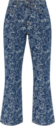 Ganni floral-jacquard jeans - women - Organic Cotton - 26 - Blue