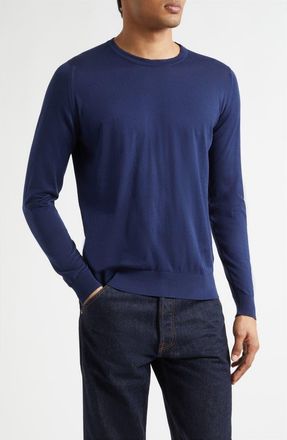 John Smedley Rowland Sea Island Cotton Sweater in French Navy at Nordstrom, Size Xx-Large