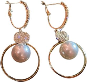 Generic Korean Vintage Zirconia Pearl Drop Earrings for Women Bohemian Owl Dragonfly Dan Multicoloured