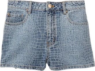 Self Portrait Croc Effect Denim Shorts