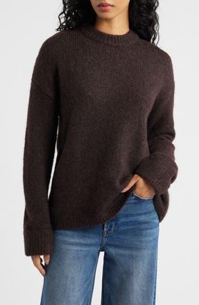 Topshop Boxy Fluffy Crewneck Sweater in Chocolate at Nordstrom Rack, Size Small