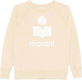 Isabel Marant Hoodies & sweatvesten, Dames, Geel, XS, Katoen, Logo Printed Crewneck Sweatshirt
