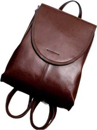 Generic Womens Leather Rucksack - Oil Wax Leather Daypack Backpack for Everyday Use(Coffee)