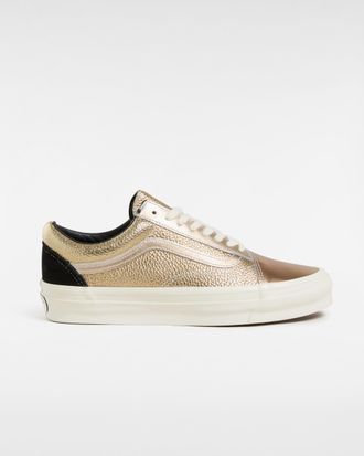 Vans Unisex Premium Old Skool Sneakers - Gold Leather - Size UK 10.5