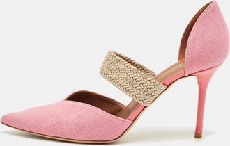 Malone Souliers Pink Canvas Maisie Dorsay Pumps