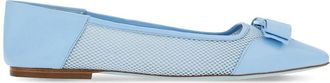 Ferragamo Vara bow ballerina shoes - women - Calf Leather/Calf Leather/Lambskin/Fabric - 10.5C - Blue