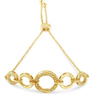House of Brilliance 10K Yellow Gold over Silver Diamond Accent Graduated Infinity Circle Bolo Bracelet at Nordstrom