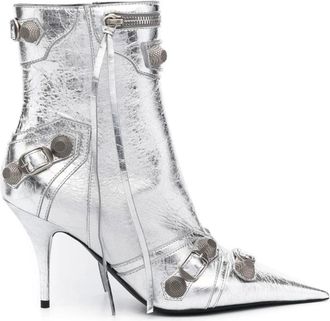Balenciaga Metallic enkellaarzen met stilettohak - Dames - Laarzen met Hak - Grijs - 37 EU - Leer - Schoenen