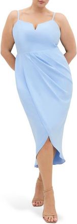 City Chic Sassy Flex Fit Tulip Midi Dress in Soft Blue at Nordstrom, Size Xxxs