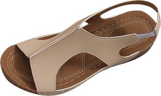 Generic Wedge Sandals for Women Open Toe Casual Ladies Summer Shoes Solid Color Stylish Versatile Thick Sole Breathable Comfortable Strappy Sandal Outdoor Bea