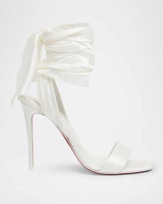 Christian Louboutin Red Sole Ribbon Ankle-Wrap Stiletto Sandals