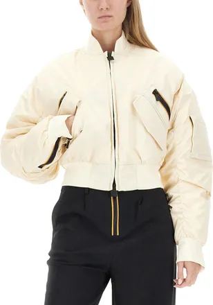K-Way Cropped Recycled Polyamide Jacket - Beige