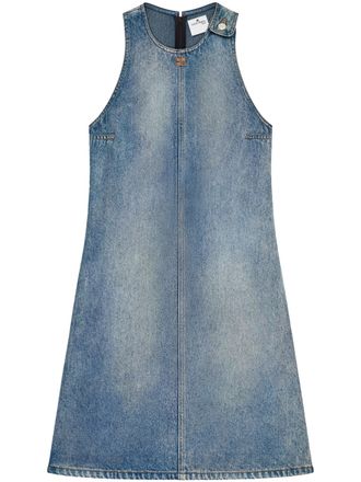 Courr&egrave;ges Sleeveless A-Line Denim Dress with Button Detail