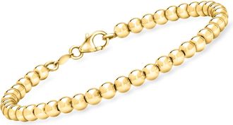 RS Pure by Ross-Simons Italian 4mm 14kt Yellow Gold Bead Bracelet