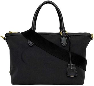 Prada Black Nero Canvas Jacquard Leather Shoulder Bag Tote Bag (Pre-Owned)