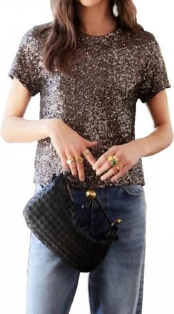 Fifteen Twenty Cora Sequin Shirt In Silver