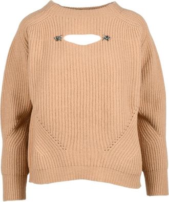 Anna Molinari Maglia - Dames - Ronde hals truien - Bruin - S - Wol - Truien & Vesten