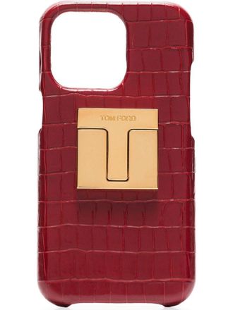 Tom Ford Cover per iPhone 12 con effetto coccodrillo - Rosso