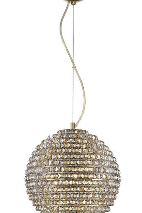 Netlighting Nord 5 Light Ceiling Fitting Antique Brass with Clear Crystal Finish CFH608241LAB in Yellow