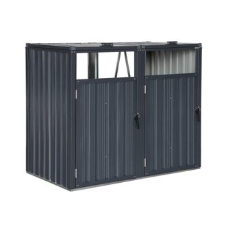 Sweeek Cobertizo para cubo de basura de acero galvanizado gris, gris