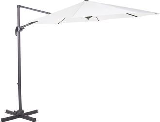 Beliani Sombrilla Voladiza De Poli&eacute;ster Blanco Crema Negro 300 Cm Poste Metal Savona