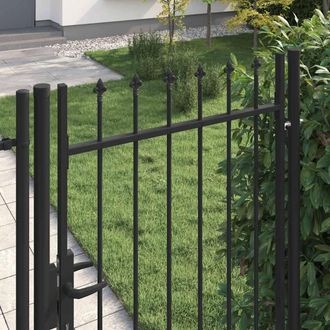 Berkfield Home Durable Fence Gate Single Door with Spike Top Steel 1x1.75 m Black