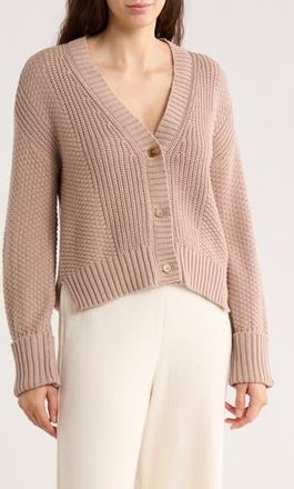 Vigoss Textured V-Neck Cardigan in Taupe at Nordstrom Rack, Size X-Large