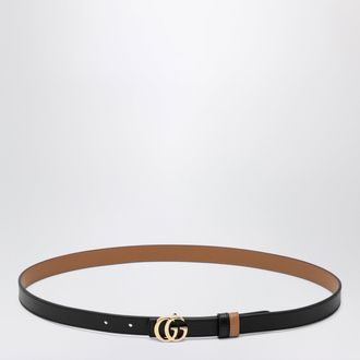 Gucci Cintura GG Marmont reversibile in pelle nera/beige