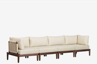 Sklum Sklum - Sof&aacute; Modular De Jard&iacute;n De 4 Piezas Con 2 Sillones Esquineros En Acacia Giulia