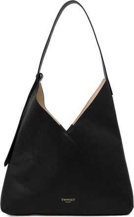 Twin-Set logo-stamp shoulder bag - Black