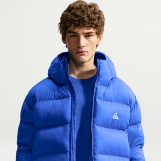 Nike Mens Nike ACG Lunar Lake PrimaLoft Therma-FIT ADV Loose Hooded Jacket in Blue | FV8909-405