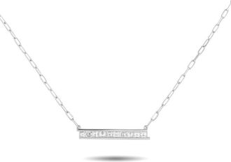 Luxury Bazaar 18K White Gold 1.10ct Diamond Bar Link Necklace ANK 20539