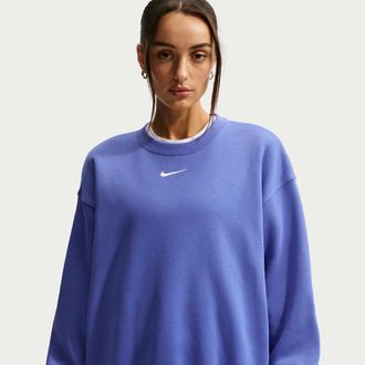 Nike Womens Nike Sportswear Phoenix Fleece Oversized Crew-Neck Sweatshirt in Blue | FZ4270-460