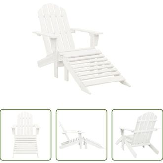 vidaXL Poltrona con poggiapiedi - Sedia da Giardino con Poggiagambe in Legno Bianco