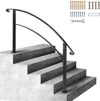OEM Gel&auml;nder 5ft Treppengel&auml;nder 4 Bis 4 Stufen 0 &deg; Bis 45 &deg; Eingangsgel&auml;nder Formsch&ouml;n Schwarz Treppengel&auml;nder Edelstahl Verstellbarer Treppenhandlauf Sc