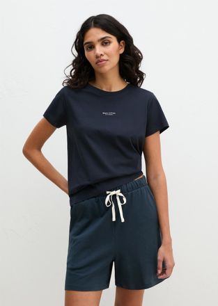 Marc O'Polo Pyjamaoberteil MARC OPOLO Mix N Match Cotton Top SS, Damen, Gr. XL, schwarz navy, Jersey, Obermaterial: 100% Baumwolle, Basic h&uuml;ftlang, Rundhals, Shir