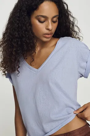 Pilcro V-Neck Cotton Blend Tee