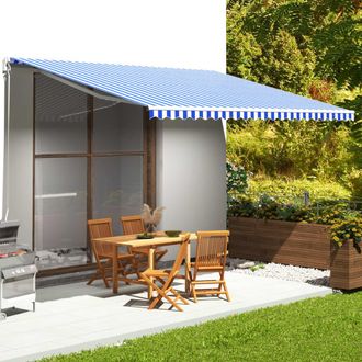 vidaXL Tela De Repuesto Para Toldo Azul Y Blanco 5x3,5 M Vidaxl