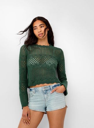 Twik Womens Bell-sleeve crocheted sweater