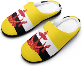 Generic Flag of Brunei Slippers Men Winter Warm Cotton Anti-Slip Indoor Slip-Ons House Shoes