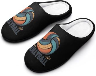 Generic Vollyball Funny Mens Cotton Slippers Soft Non-Slip Rubber Sole House Slipper Indoor Outdoor