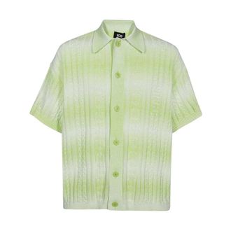 GCDS Gebreide Shirt in Viscosemix - Heren - Korte mouwen Overhemden - Groen - XS - Overhemden